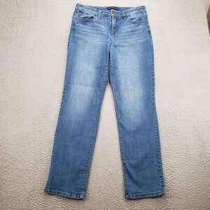 Bandolino Jeans Womens 10 Blue Straight Leg High Rise Distressed‎ Mandie Casual